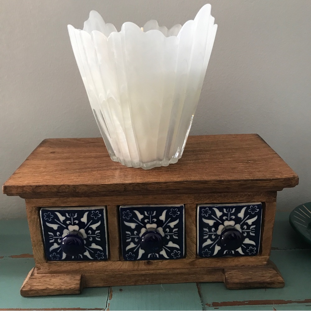 Large White Glass Candle